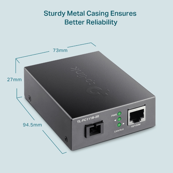 TP-Link Gigabit WDM Media Converter, Auto-negotiation, Extends fiber distance up to 2 km, Plug and play (TL-FC311B-2